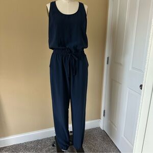 CAbi 303 French Navy Jumpsuit Drawstring Pocket Sleeveless Zipper Women's XS